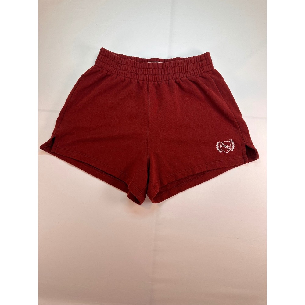 Abercrombie & Fitch Soft A&F Collection Burgundy Sweat Shorts Women Small Logo